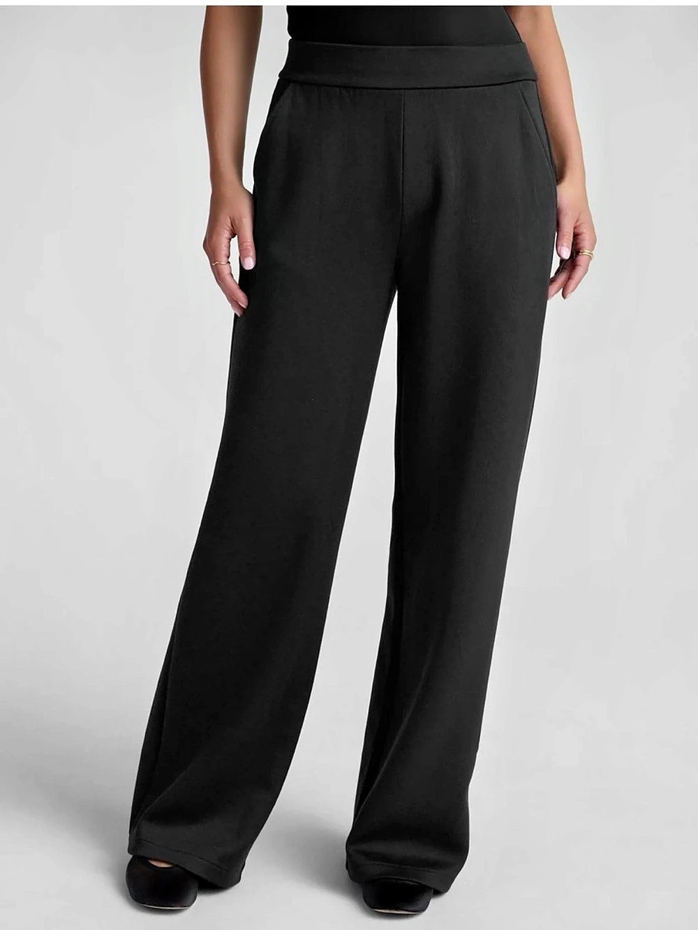 Brand New Beyond Yoga In The Flow Wide Leg Pant Black High Rise S XS Knit Ponte